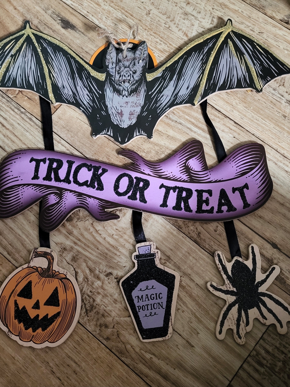 Halloween 'Trick or Treat' Hanging Banner - Purple